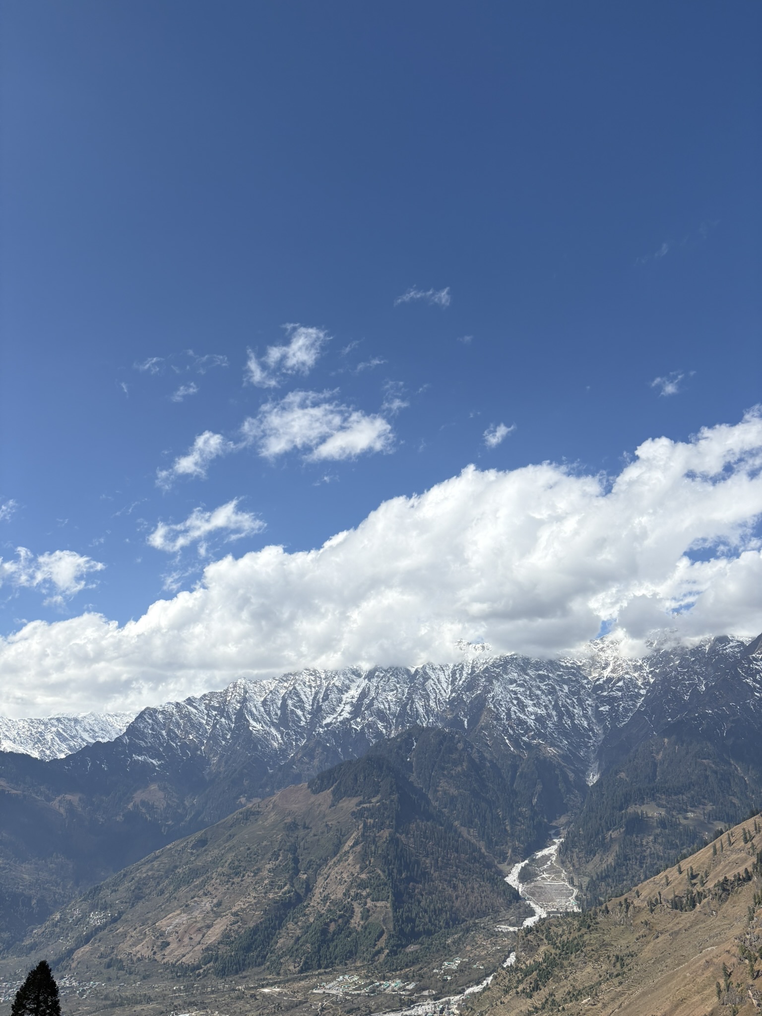 snow capped peaks over the valley